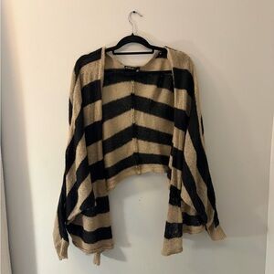 Allen B. By Allen Schwartz Beige and Black Striped Cardigan